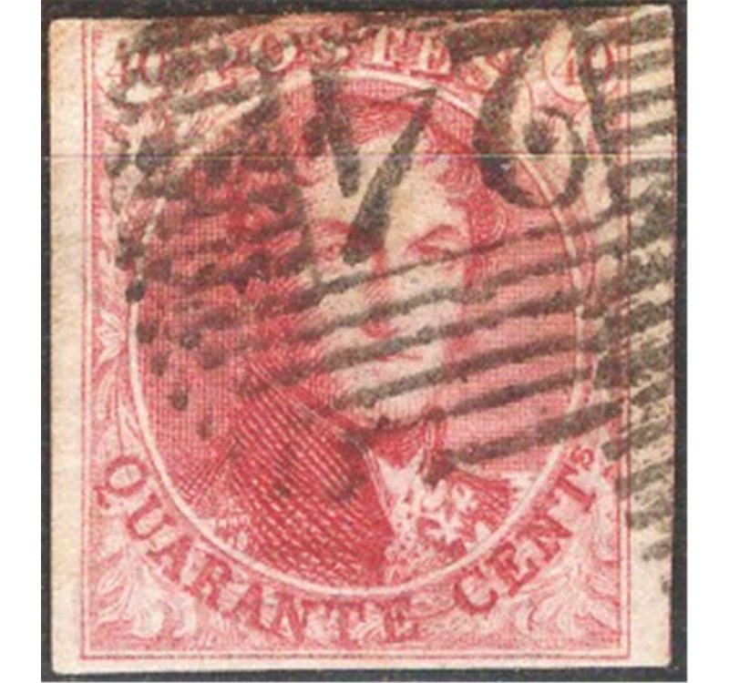 Belgio - 1858/61 - Re Leopoldo I 40 c. rosa carminio, n° 12. Cat. € 160 (U)