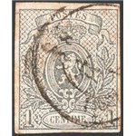 Belgio - 1866 - Stemma 1 c. grigio, n° 22. Cat. € 215 (U)