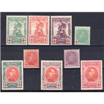 Belgio - 1914/15 - Pro Croce Rossa, serie n° 126/34. Cert.: Biondi. Cat. € 600 (**)