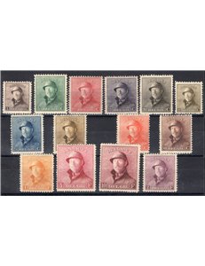 Belgio - 1919 - Alberto I, serie n° 165/78, mancano i due valori della II tiratura (cat. € 10). Cert.: Biondi. Cat. € 770 (*)