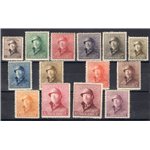 Belgio - 1919 - Alberto I, serie n° 165/78, mancano i due valori della II tiratura (cat. € 10). Cert.: Biondi. Cat. € 770 (*)