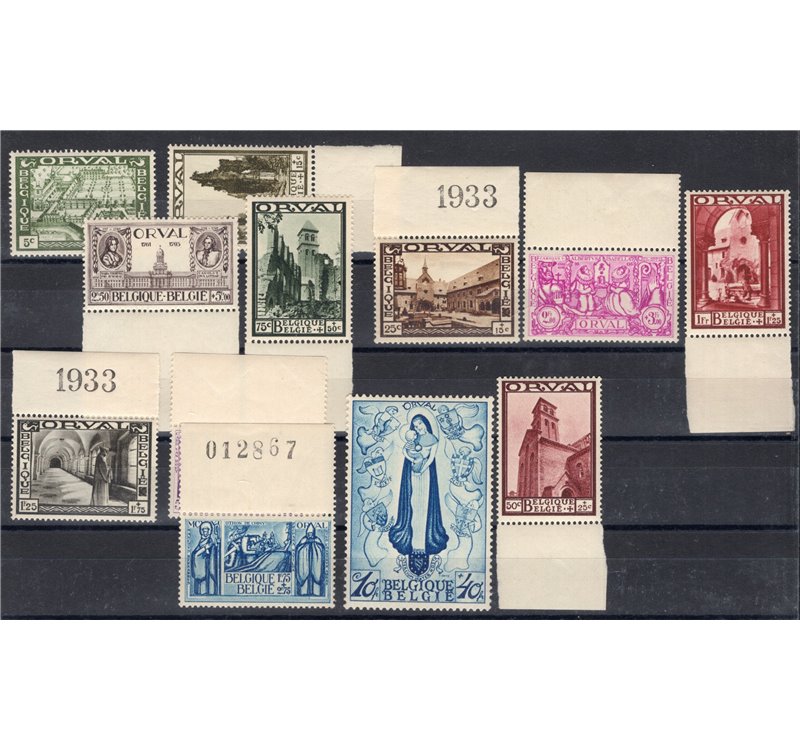 Belgio - 1933 - Abbazia di Orval, II serie n° 363/74. Cert.: IC. Cat. € 2.500 (**)