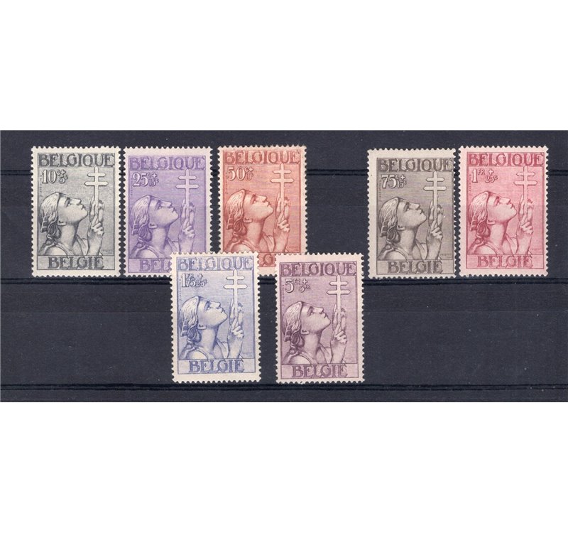 Belgio - 1935 - Pro Opere Pubblicitarie, serie n° 377/83. Cert.: IC. Cat. € 800 (**)