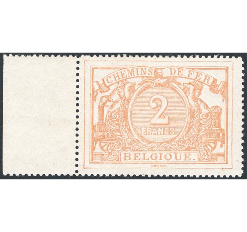 Belgio - 1882/94 - Pacchi ferroviari cifra in un cerchio 2 fr. ocra, n° 14. Firm.: Balasse. Cert.: Apicella. Cat. € 900 (**)