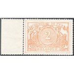 Belgio - 1882/94 - Pacchi ferroviari cifra in un cerchio 2 fr. ocra, n° 14. Firm.: Balasse. Cert.: Apicella. Cat. € 900 (**)