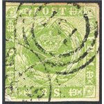 Danimarca - 1854/63 - Stemma 8 s. verde, n° 9. Cat. € 155 (U)