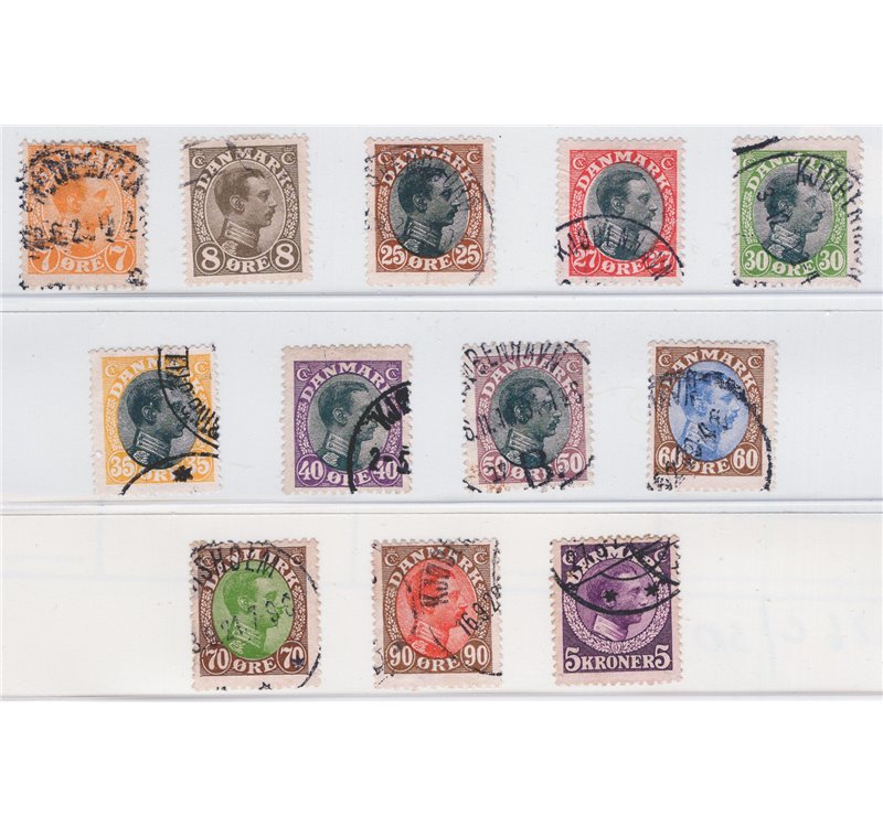Danimarca - 1918/20 - Cristiano X, serie n° 105/16. Cat. € 135 (U)