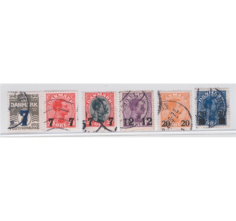 Danimarca - 1926/27 - Soprast., n° 168/73. Cat. € 53 (U)
