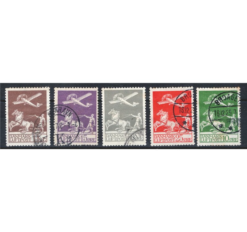 Danimarca - 1925/30 - P.A. Aereo in volo su slitta, serie n° 1/5. Cert.: IC. Cat. € 525 (U)