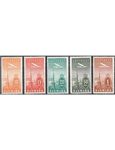 Danimarca - 1925/30 - P.A. Aereo su Cophenaghen, serie n° 6/10. Cat. € 35 (*)