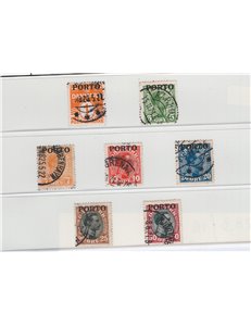 Danimarca - 1921 - Segnatasse soprast. “PORTO”, serie n° 1/7. Cat. € 42 (U)