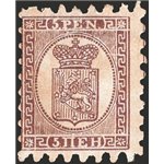 Finlandia - 1866/70 - Stemma 5 p. bruno lilla su grigio, carta vergata verticalmente, con perforazione del 1° tipo, n° 11a. Cert