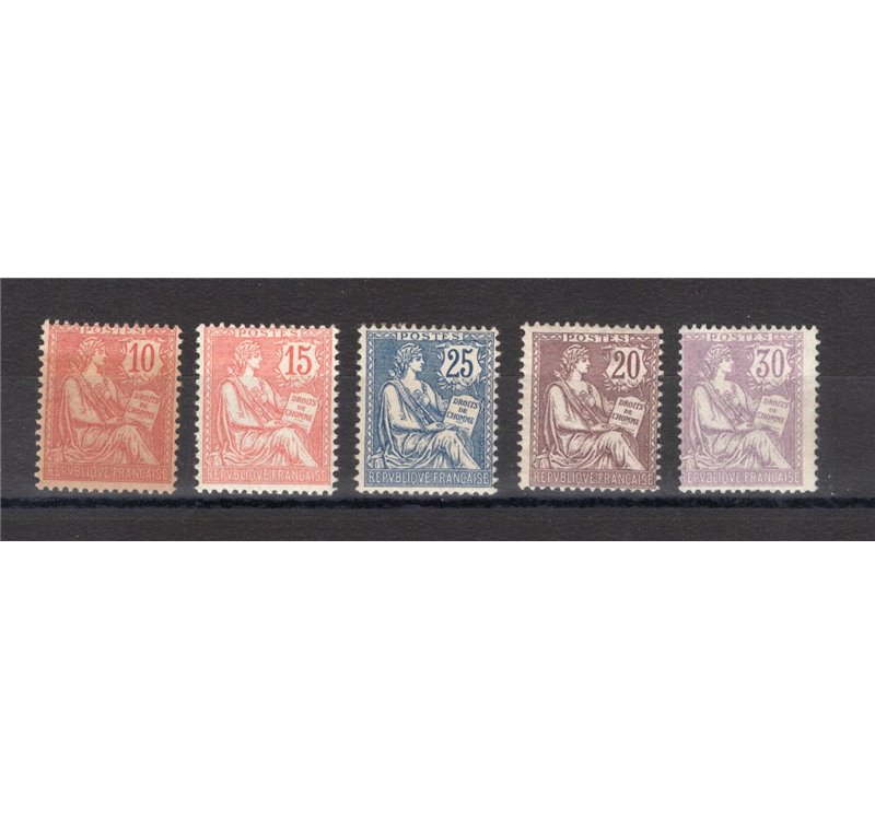 Francia - 1902 - Allegorie, serie n° 124/28. Cat. € 1.825 (*/**)