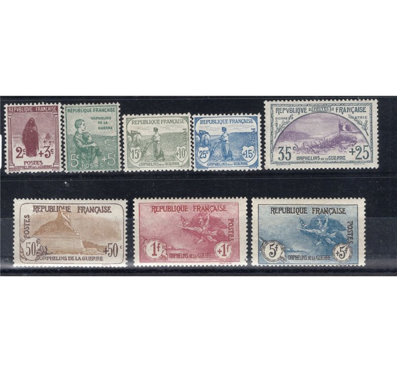 Francia - 1917/19 - Pro Orfani di guerra, serie n° 148/55. Cat. € 9.000 (**)