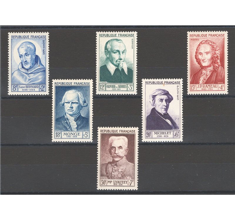 Francia - 1953 - Illustri, serie n° 945/50. Cat. € 65 (**)