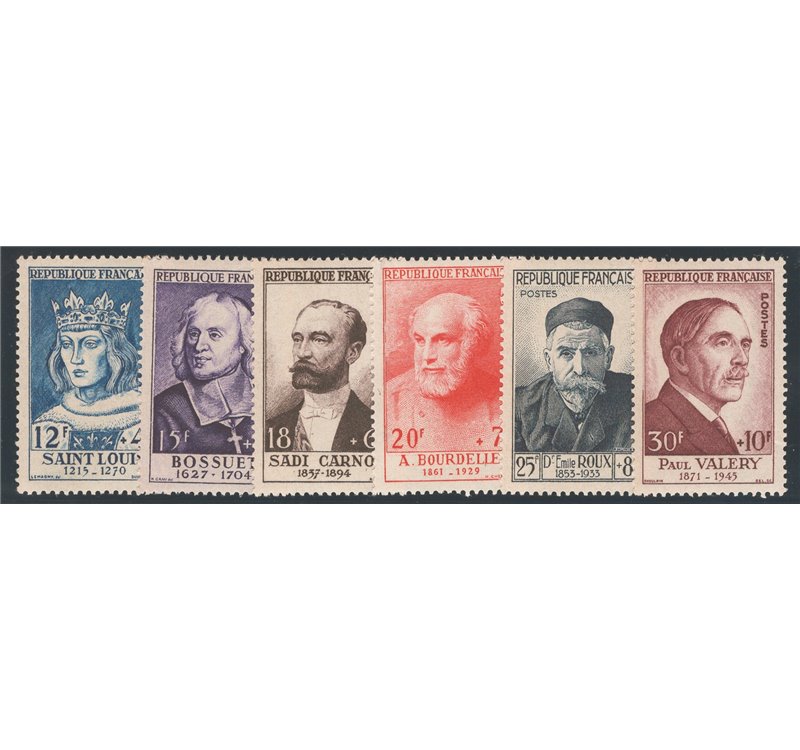 Francia - 1954 - Illustri, serie n° 989/94. Cat. € 180 (U)