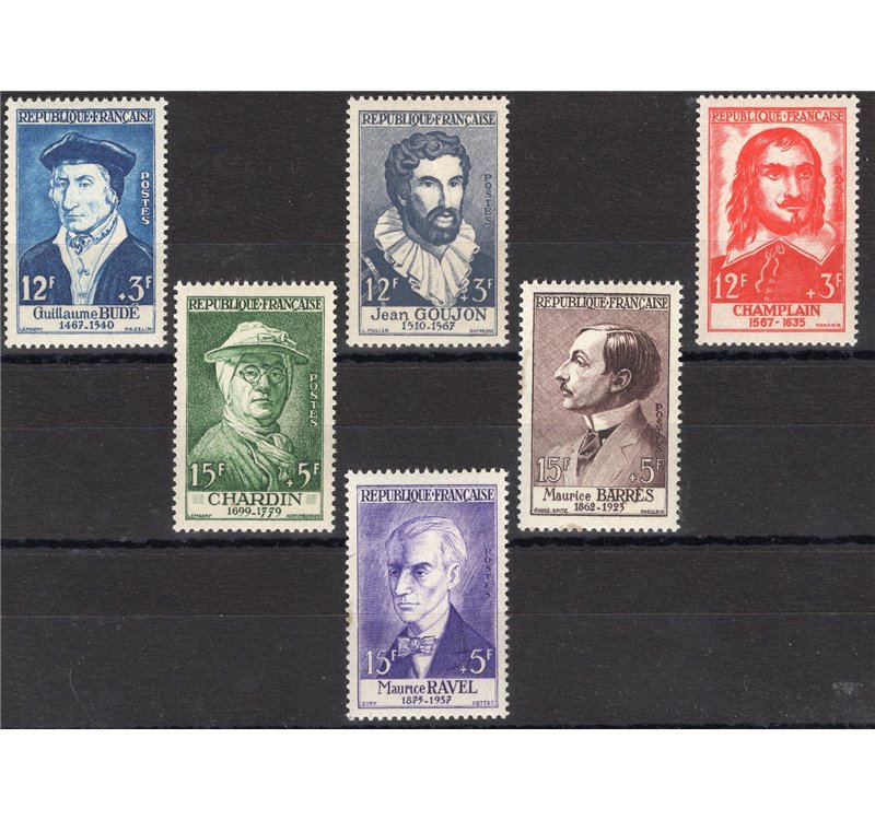 Francia - 1956 - Illustri, serie n° 1066/71. Cat. € 51 (**)