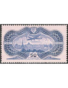 Francia - 1936 - P.A. Aereo su Parigi “Burelage” 50 fr. azzurro, n° 15. Cert.: Biondi. Cat. € 1.500 (**)