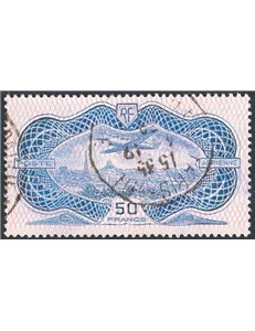 Francia - 1936 - P.A. Aereo su Parigi “Burelage” 50 fr. azzurro, n° 15. Firm.: AD - ED. Cert.: IC. Cat. € 400 (U)