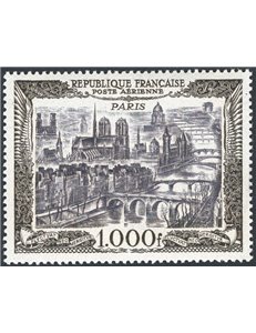 Francia - 1950 - P.A. Veduta di Parigi 1.000 fr. grigio e nero, n° 29. Cat. € 165 (**)