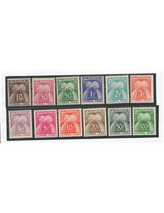 Francia - 1946/55 - Segnatasse con iscrizioni “FRANCE TIMBRE TAXE”, serie n° 78/89. Cat. € 140 (**)
