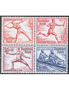 Germania Reich - 1936 - Olimpiadi di Berlino in due blocchi di 4 proveniente da foglietto, serie n° 565/72 (**)