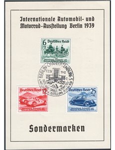 Germania Reich - 1939 - Cartolina pubblicitaria ufficiale del Salone Internazionale dell'Automobile di Berlino affrancata con l'