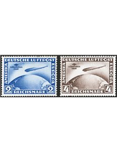 Germania Reich - 1930 - P.A. Zeppelin, serie n° 38/39. Cert.: AD. Cat. € 3.500 (**)
