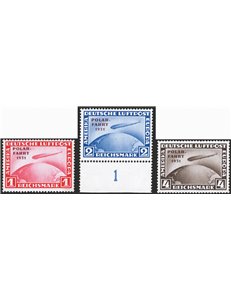 Germania Reich - 1931 - P.A. Zeppelin, serie n° 40/42. Cert.: AD. Cat. € 4.300 (**)