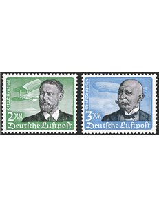 Germania Reich - 1934 - P.A. Aquila in volo ed effigie di Lilienthal e Von Zeppelin, serie n° A43/53. Cert.: IC. Cat. € 850 (**)