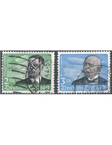 Germania Reich - 1939 - P.A. Pionieri dell'Aviazione 2 m. verde e nero e 3 m. blu e nero, n° 52/53. Cat. € 87 (U).