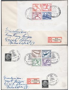 Germania Reich - 1930 - BF Olimpiadi di Berlino su raccomandate, n° 4/5