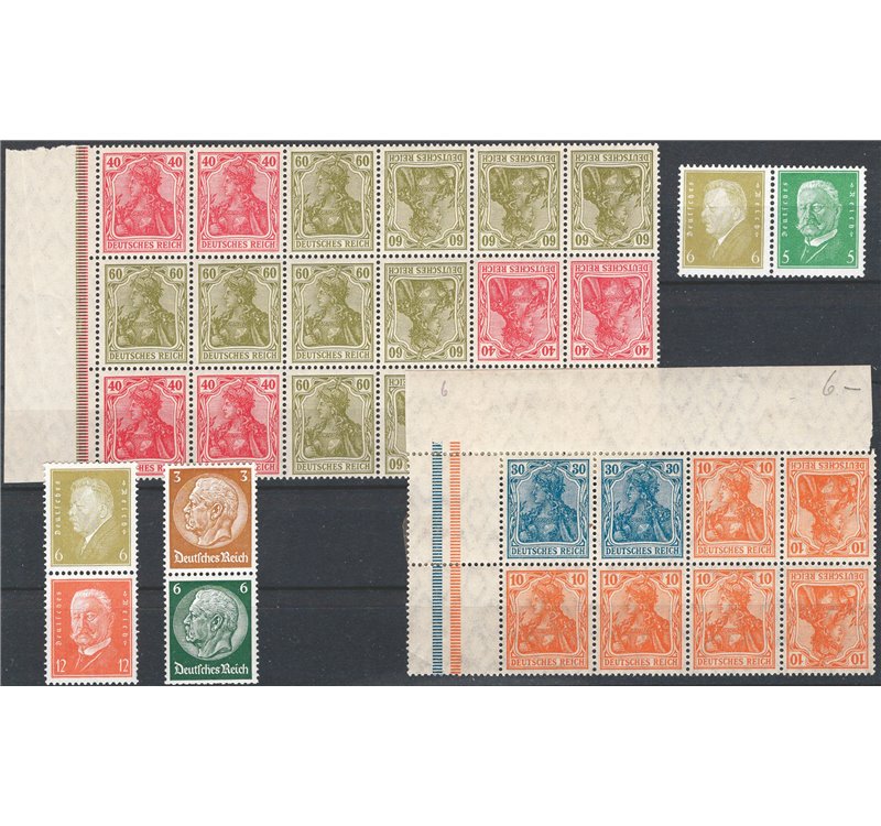 Germania Reich - 1920/32 - Insieme di blocchi e coppie proveniente da libretti (**/*)