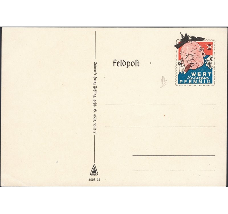 Germania Emissioni di Propaganda - 1942 - Propaganda nazista intero postale militare con vignetta da 1 pfenning (sbarrato) raffi