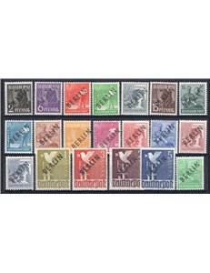 Germania Berlino - 1948 - Francobolli della zona AIS soprast. in nero, serie n° 1A/20A. Cert.: Biondi. Cat. € 500 (**)