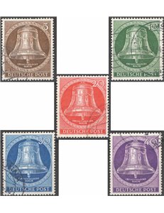 Germania Berlino - 1953 - Campane batacchio al centro, serie n° 87/91. Cat. € 70 (U)