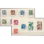 Germania Occup. - Wurttemberg - Zona Francese - 1947 - 2 Ampi frammenti affrancati con serie Illustri, n° 1/13 (U/Fr).