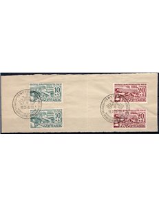 Germania Occup. - Wurttemberg - Zona Francese - 1949 - Ampio frammento affrancato con due serie dei Campionati di sci tedeschi e