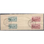 Germania Occup. - Wurttemberg - Zona Francese - 1949 - Ampio frammento affrancato con due serie dei Campionati di sci tedeschi e
