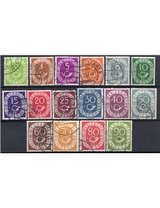 Germania Occidentale - 1951/52 - Corno di posta, serie n° 9/24. Cat. € 54 (U)