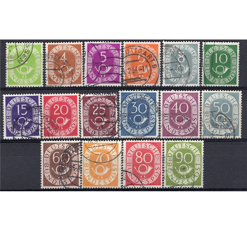 Germania Occidentale - 1951/52 - Corno di posta, serie n° 9/24. Cat. € 54 (U)