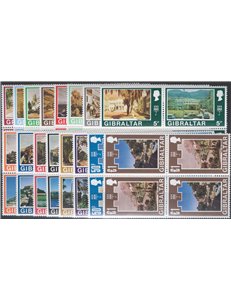 Gibilterra - 1971 - Vedute prima definitiva del sistema decimale. Le serie in blocchi di 4 che garantiscono le coppie sia vertic