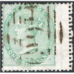 Gran Bretagna - 1855/57 - Vittoria 1 sh. verde con margine destro più ampio (wing margin), n° 20. Firm.: AD - Chia. Cert.: IC. C