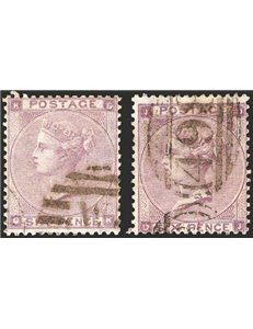 Gran Bretagna - 1862 - Regina Vittoria 6 p. violetto, le due tavole note, n° 22. Cat. € 270 (U)