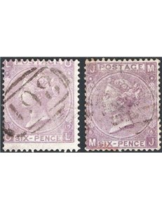 Gran Bretagna - 1865 - Regina Vittoria 6 p. violetto, n° 29, le due tavole note (5-6). Cat. € 230 (U)