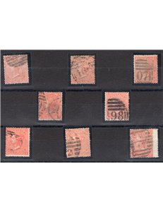 Gran Bretagna - 1865 - Regina Vittoria 4 p. rosso arancio la collezione delle 8 tavole note, n° 32. Cat. € 535 (U)