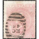 Gran Bretagna - 1867 - Regina Vittoria 5 sh. rosa tavola 2, n° 40a. Cert.: IC. Cat. € 1.100 (U)