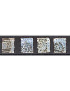 Gran Bretagna - 1880 - Regina Vittoria 2½ p. azzurro la collezione delle 4 tavole conosciute, serie n° 57. Cat. € 280 (U)