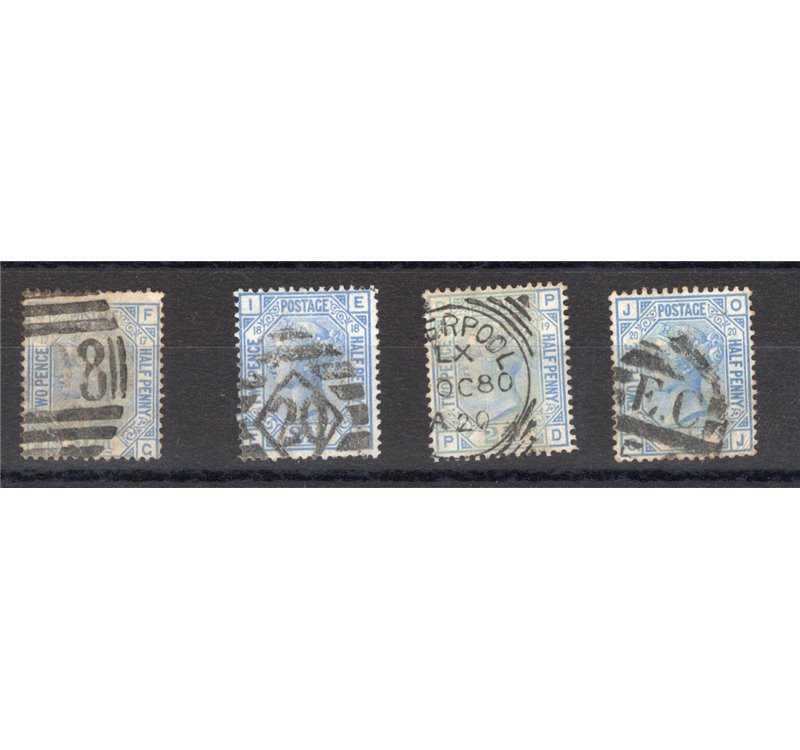 Gran Bretagna - 1880 - Regina Vittoria 2½ p. azzurro la collezione delle 4 tavole conosciute, serie n° 57. Cat. € 280 (U)