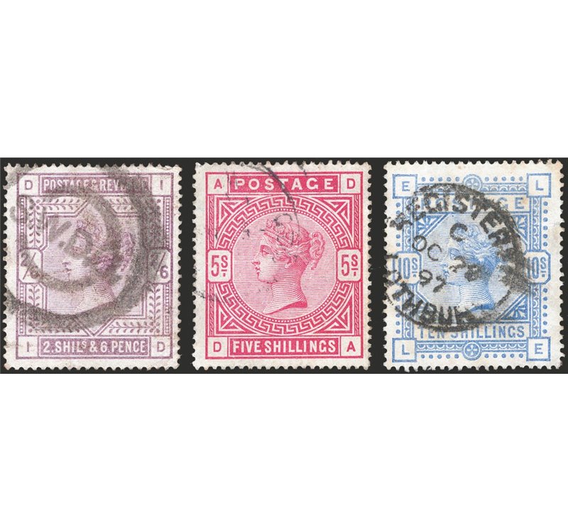 Gran Bretagna - 1883/84 - Regina Vittoria alti valori, n° 86/88. Cert.: IC. Cat. € 900 (U)